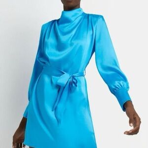 River Island Belted Blue Satin Dress